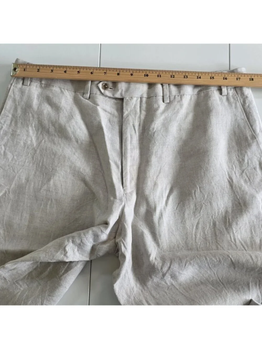 Calvin Klein Linen Pants Men 38 Regular Oatmeal Gray Straight Coastal Cruisewear